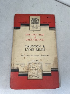 Vintage Ordnance Survey Map Of Great Britain Sheet 177 Taunton & Lyme Regis