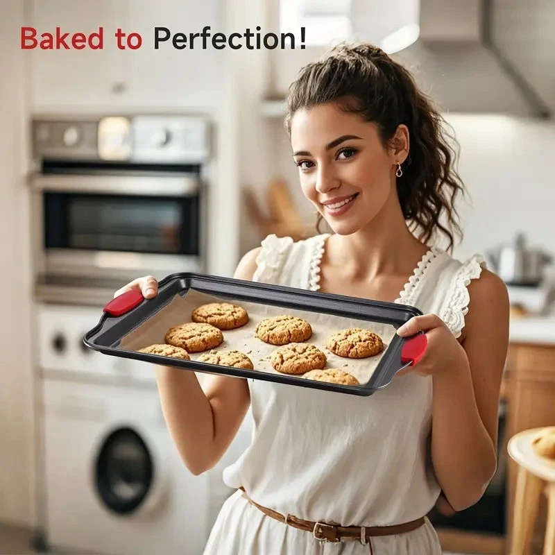 3PCS Kitchen Oven Baking Pans Nonstick Baking Sheets Set Metal Bakeware - Image 4 of 4