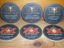 DOS EQUIS XX "THE MOST INTERESTING MAN IN THE WORLD" BEER BAR COASTERS NEW