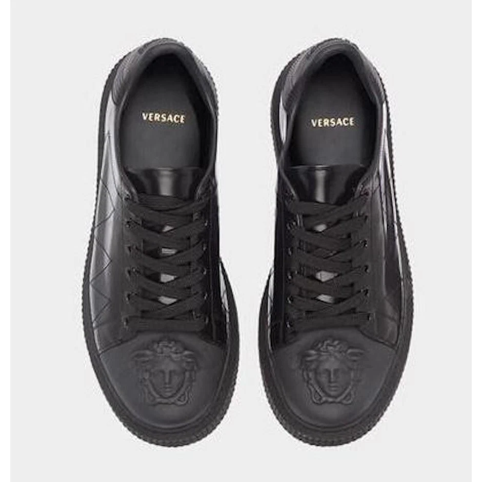 Authentic VERSACE Men Black Medusa Leather Lace Up Nyx Trainers