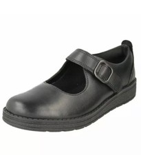 Clarks Junior Girls Mendip Stitch Black Leather School Shoe UK 11 F (Eu) 29