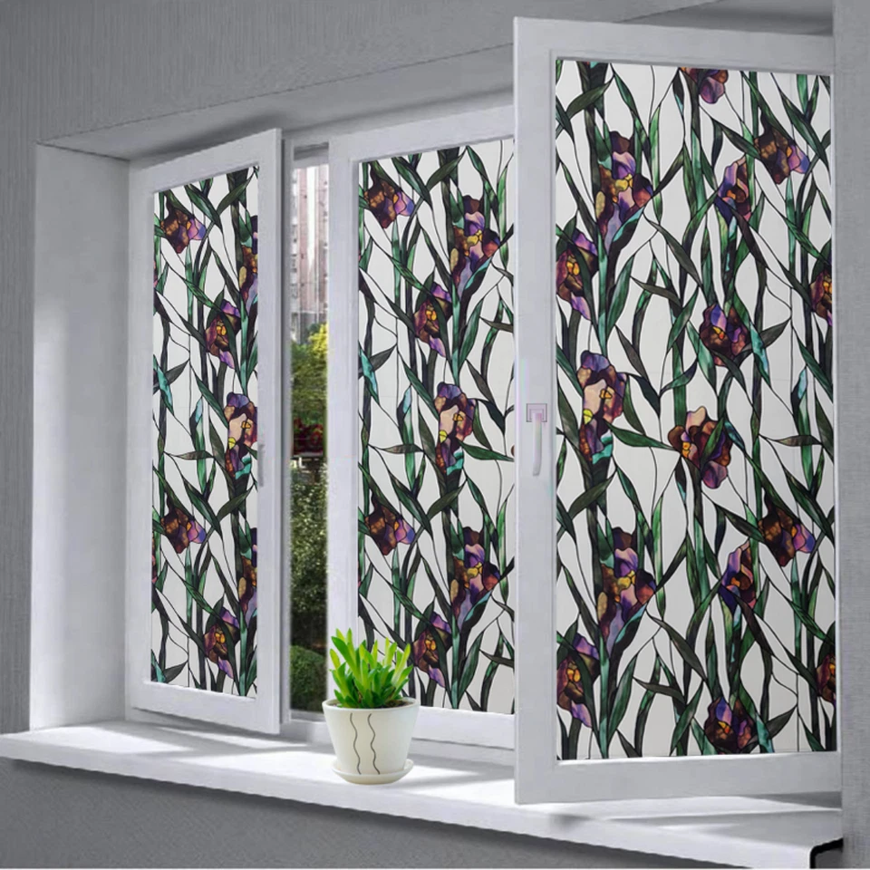 1x Statique Film Fenêtre Intimité Givré Vitrail Jasmin Floral Verre Sticker Déco - Photo 2/4