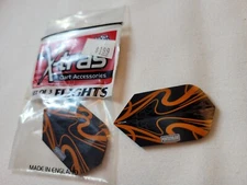 Dart World Pentathlon Orange / Black SLIM Dart Flights 1 set of 3 NEW OLD STOCK