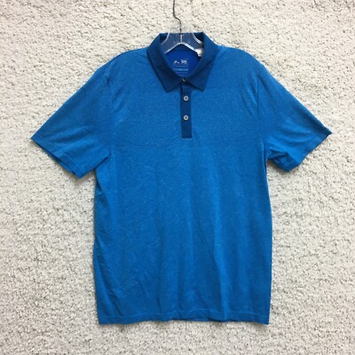 Adidas Polo Shirt Medium Adult Blue ClimaCool Short Sleeve Logo Athletic  Mens M - Main Image