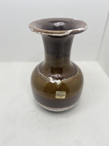 Vulcano Porcelain Brown Layer Vase Made In Italy