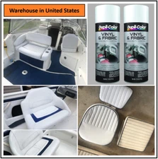 White Marine Car Seats Restore Spray Paint Leather Vinyl Fabric Hard Plastic 2PK
