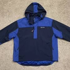 Chaps Jacket Mens XL Blue Casual Stowaway Hoodie Logo Windbreaker Pullover Y2K