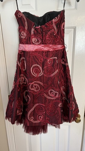 Jessica McClintock Women’s Strapless Ribbon Embroidered Tully dress Size 4 - Picture 3 of 20