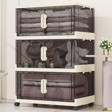 Storage Bins with Lids,48 Quart Plastic Storage Bins,3 Packs Collapsible Stor...