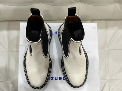 Proenza Schouler Chelsea Lug Sole Combat Boot White Calf Leather
