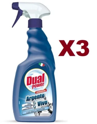3 PEZZI DUAL POWER SPRAY 500ml ARGENTO VIVO LUCIDA PULIZIA METALLI !!OFFERTA!!