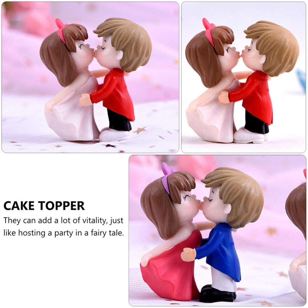 6 Pairs Couple Kissing Ornaments Plastic Lovers Wedding Cake
