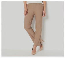 Susan Graver Petite Ultra Stretch Pull-On Pants Rich Latte 2 New