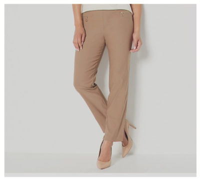 Susan Graver Petite Ultra Stretch Pull-On Pants Rich Latte New