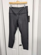 90 Degree by Reflex NWT Women's Size Medium Black Disco Shine Ankle Leggings