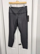 90 Degree by Reflex NWT Women's Size Medium Black Disco Shine Ankle Leggings