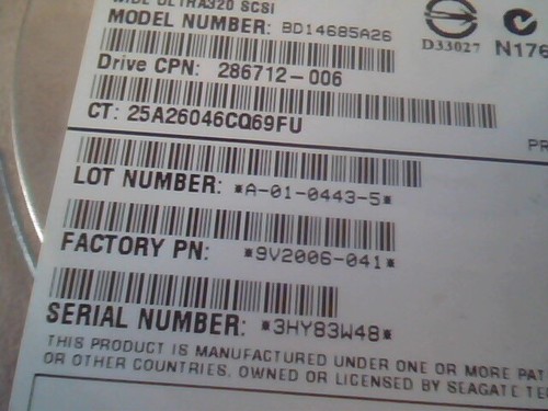 Disque dur SCSI HP invent Ultra320 BD14685A26 286712-006 3R-A3835-AA D33027 - Photo 3/6