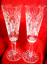 2 TIPARAEY Dove Hill Fine Irish Crystal CHAMPAGNE FLUTES 8 1/4"  BRIDE/GROOM