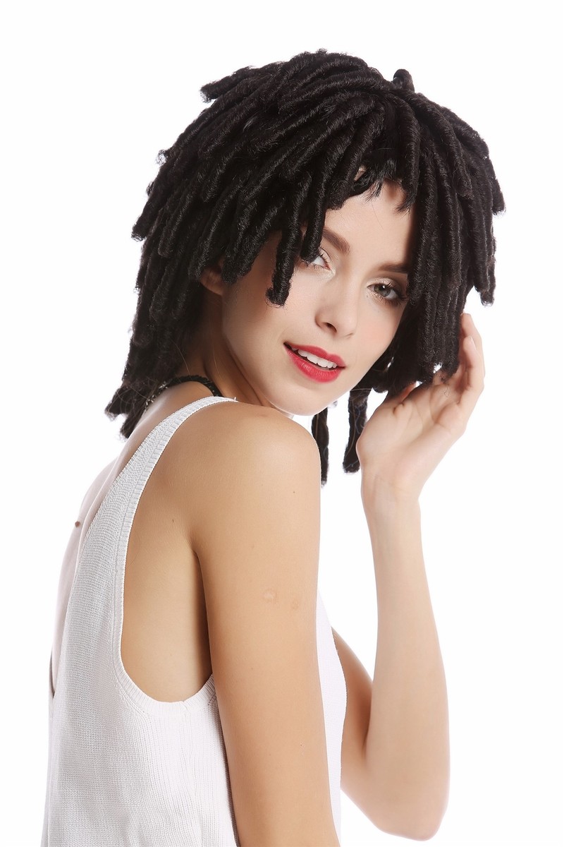 WIG E UP Perücke Daen/Herren Afro/Karibik-Look Schwarz Zöpfe