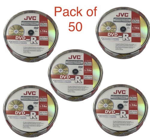 JVC DVD-R 16x Speed PREMIUM Blank Discs 4.7GB 120 mins (Pack of 50 ) Spindle - 第 1/3 張圖片