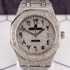 Audemars Piguet Royal Oak 41mm Mens Steel Watch Iced Out 25ct Diamonds 15400ST 11