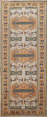 Grey Heriz Serapi Beauty Hand-Knotted Indian Rug Runner in Wool 3x8 ft.