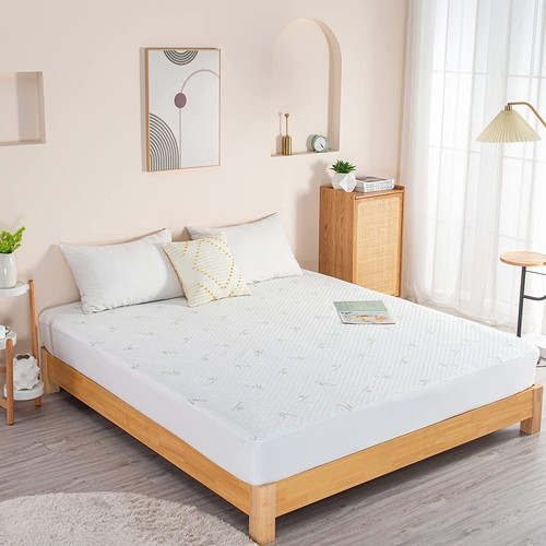 Bamboo Mattress Protector 100% Waterproof Top Sides Cooling Pad Deep Fit Cover