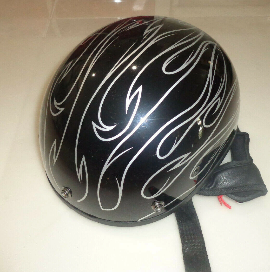 GLX Motorcycle Helmet G 501A Unisex Adult M Gloss Black silver