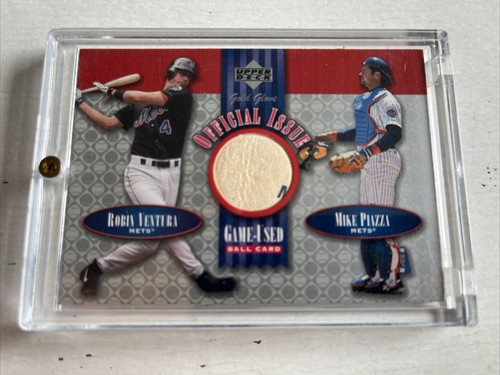 2001 UD Gold glove Game used Ball Robin Ventura/Mike Piazza