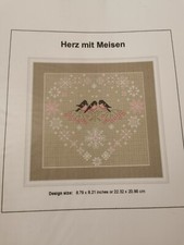 Stickvorlage Herz mit Meisen