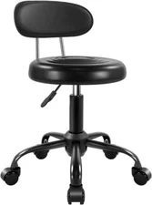 Rolling Stool with Wheels Swivel Stool with Back Height Adjustable Chair Black