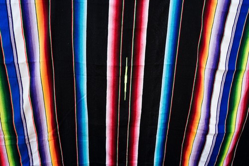 Vintage Rainbow Stripe Serape Mexican Blanket w Fringe Southwestern Decor 84x63 - Picture 6 of 18