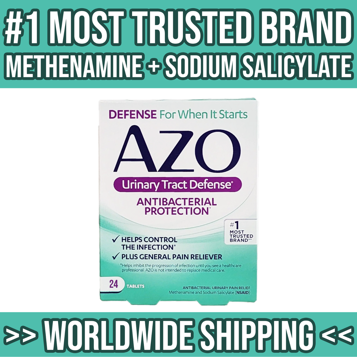 AZO Urinary Tract Defense #1 Brand Antibacterial Pain Reliever