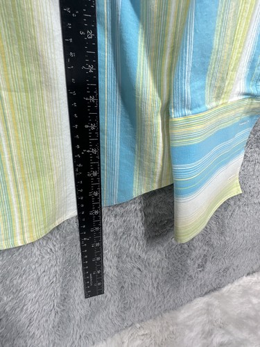 Roar Blue Green White Stripe Long Sleeve Shirt Mens L /46 - Picture 4 of 7