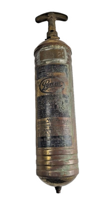 Antique Pyrene Empty Fire Extinguisher Brass Copper 1 Qt Hand Pump Lots of Wear