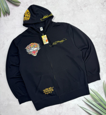 Y2K Ed Hardy Zip Hoodie Christian Audigier Tiger Big Back Logo