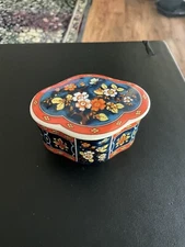 Enesco Imports Japan Porcelain Trinket Dish With Asian Design Floral Butterfly