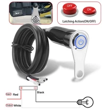 Motorcycle Handlebar On Off Switch Button Blue LED Headlight Fog Spot Light ATV