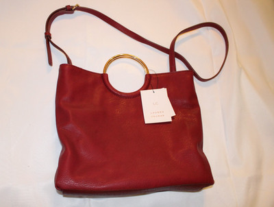 NWT LAUREN CONRAD LC Cabernet Red Vegan Faux Leather Convertible Crossbody Bag