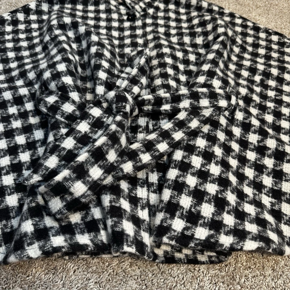 Juicy Couture Black White Plaid Cape Poncho Belted One Size Wrap Coat - Image 4 of 4