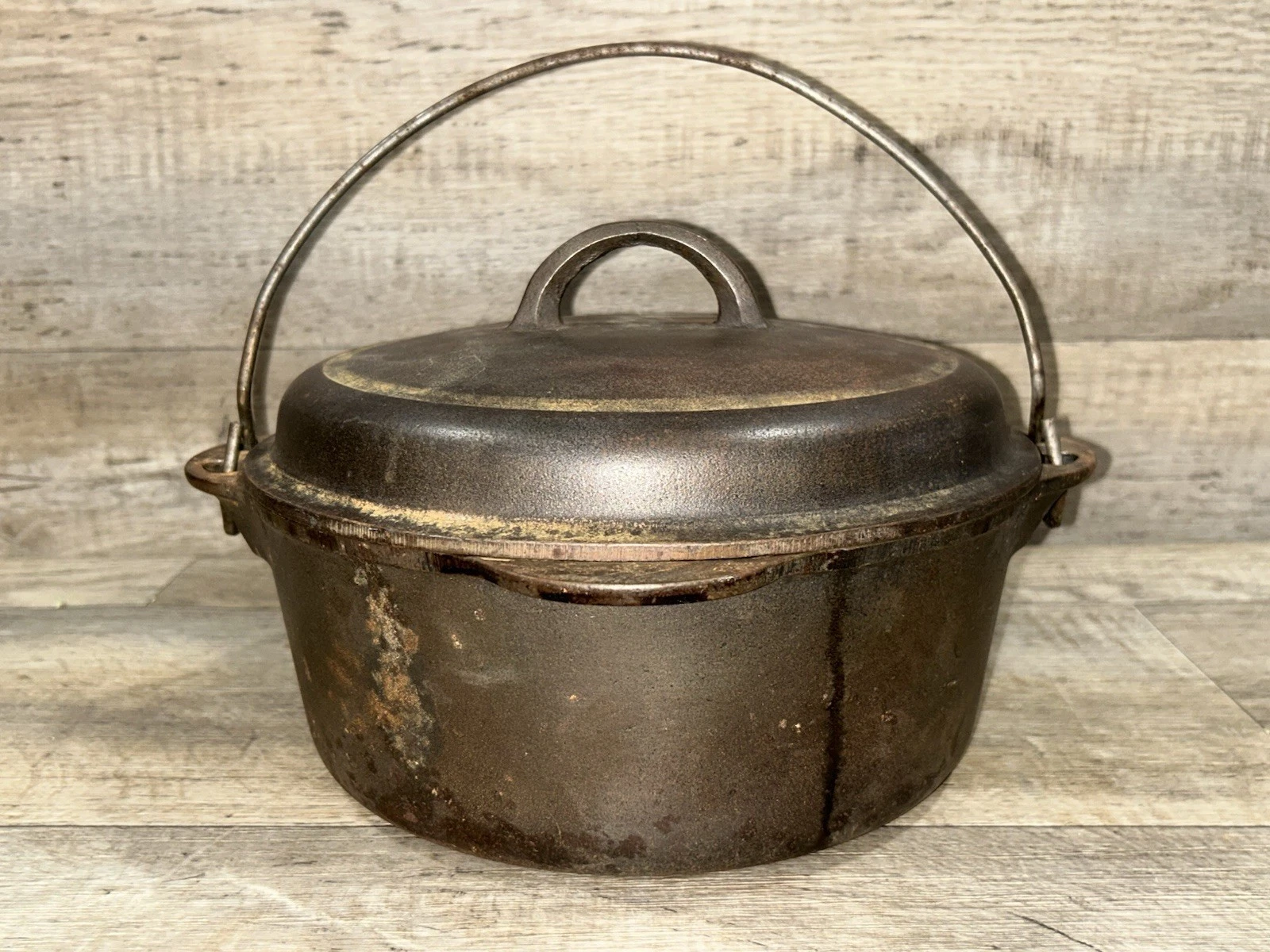 Vtg Griswold 1278C No 8 Dutch Oven W/ 1288B Self Basting Lid Sits Flat No Spin