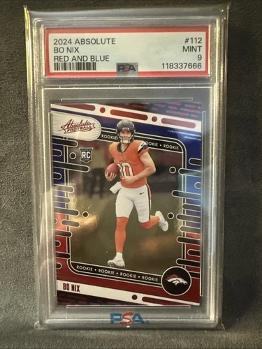 2024 Panini Absolute - Rookies Bo Nix #112 Red & Blue (RC)  PSA 9 🔥