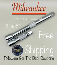 NEW MILWAUKEE 3/8" Drive Socket Wrench 3" & 6" Extension Set