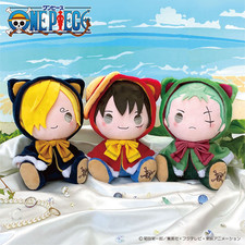 ONE PIECE Official Plush doll set "KEMOPON" Luffy Zoro Sanji 20cm from japan