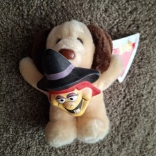 Vtg 1987 Dakin Bear In Halloween Witch Mask Plush Stuffed Original Tag Cream