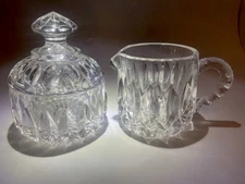 Ornate Gorham Crystal Cream & Sugar Bowl W/Lid  3 PC SET MINT Germany
