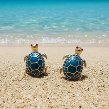 Baublebar Turtle Earrings Stud Statement Boho Gold CZ Nautica Ocean Retro Enamel