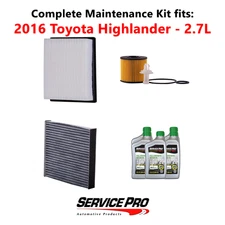2016 Toyota Highlander 2.7L Complete Air, Oil & Cabin Filter Kit (0W-20)