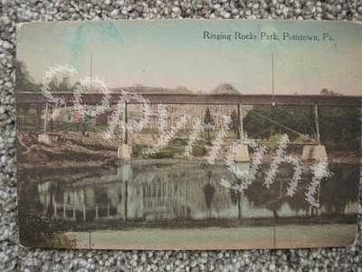 POTTSTOWN PA-RINGING ROCKS AMUSEMENT PARK-WOODEN ROLLER COASTER-TROLLEY BRIDGE