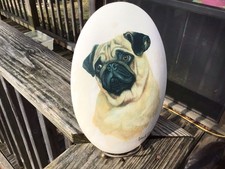 Targa cane carlino cucciolo con supporto 8,5” X5,5” statua statuina